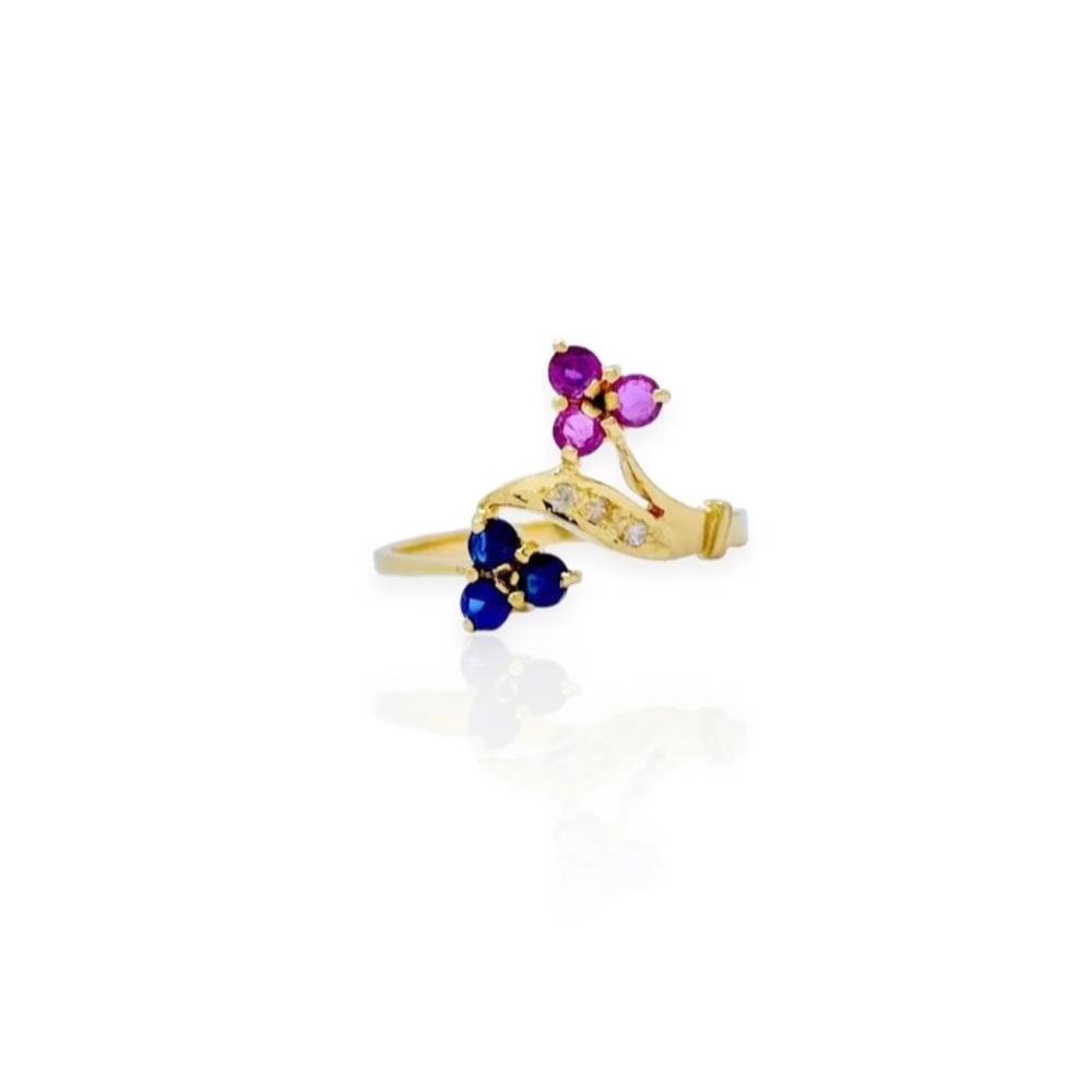 *FLASH SALE* 14 Kt gold Sapphire & Diamond & Ruby ring